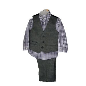 Nwt Van Heusen Baby Boy 3Pc Dress Suit Vest 12m Gray Formal Tuxedo No Tie Van